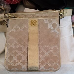 Cream And Gold Coach Crossbody Bag With Wristlet Y2K